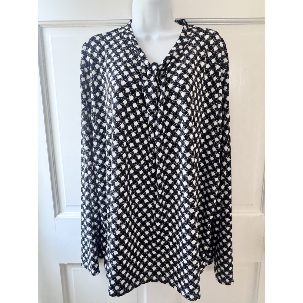 Investments Womens‎ Black White Geometric Blouse Size 3x NWT